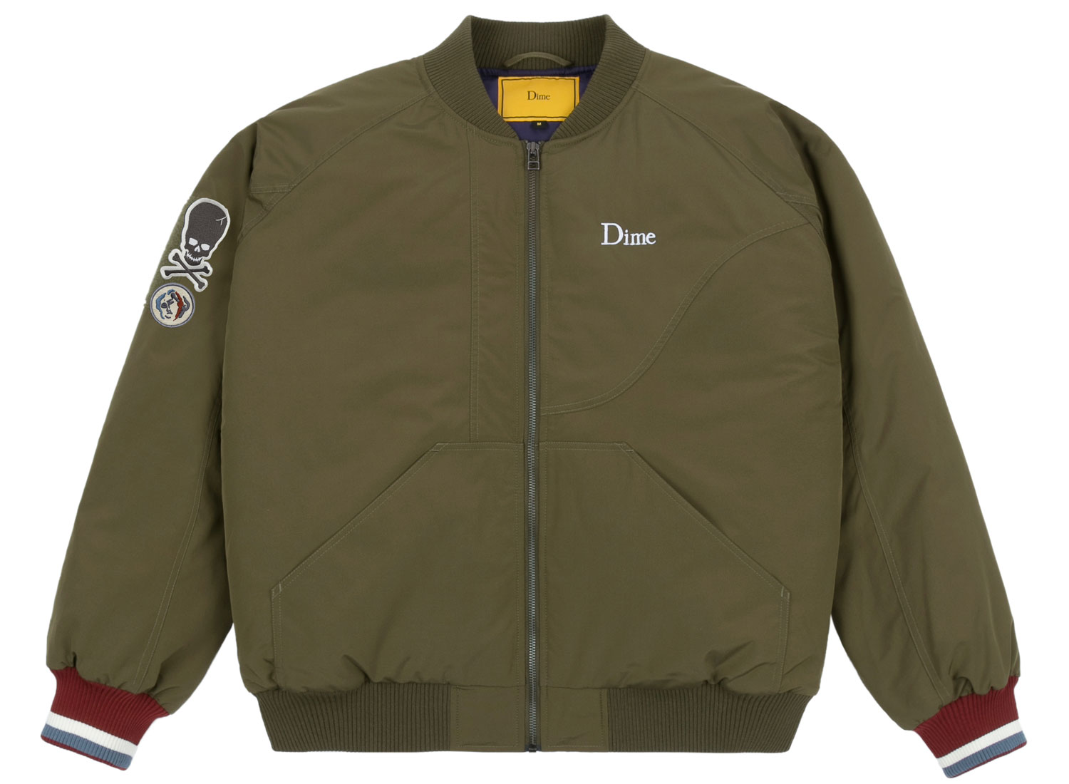 dime velcro patch bomber jacket asparagus