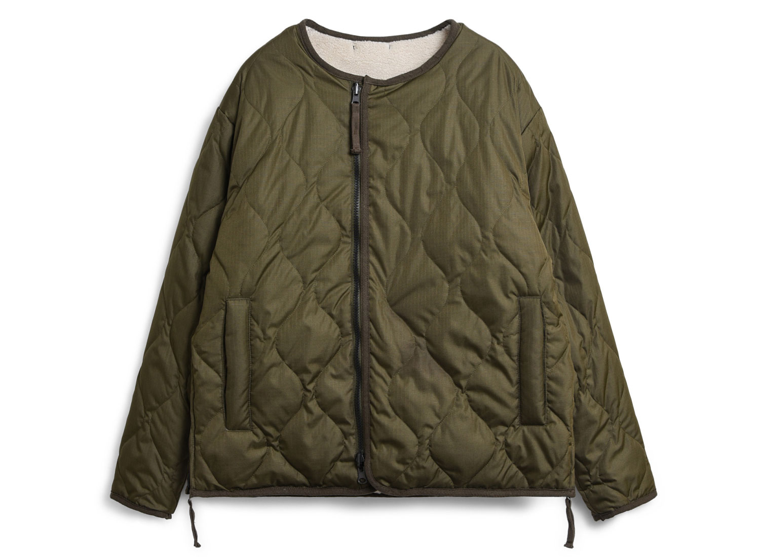 taion military crew neck jacket dark olive cream