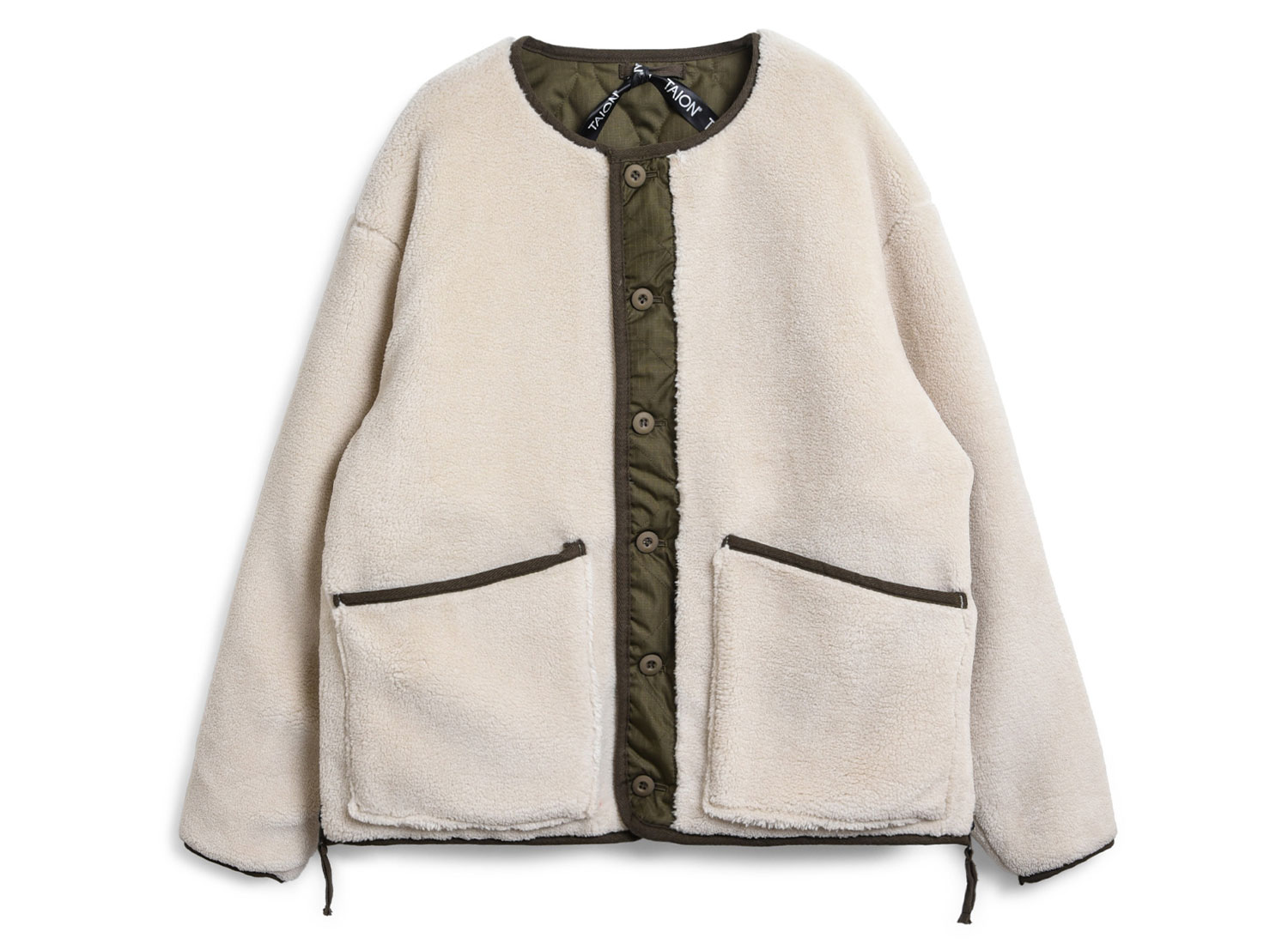 taion military crew neck jacket dark olive cream 190 00 livraison