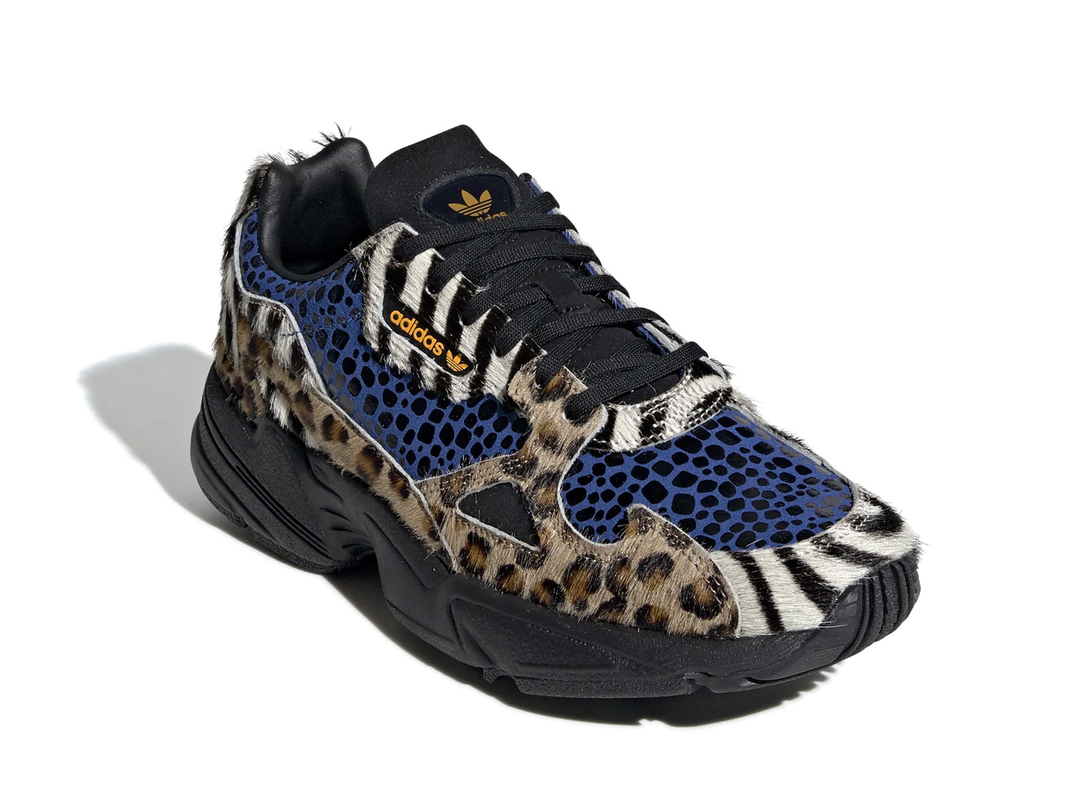 adidas originals falcon trainers in contrast leopard prints