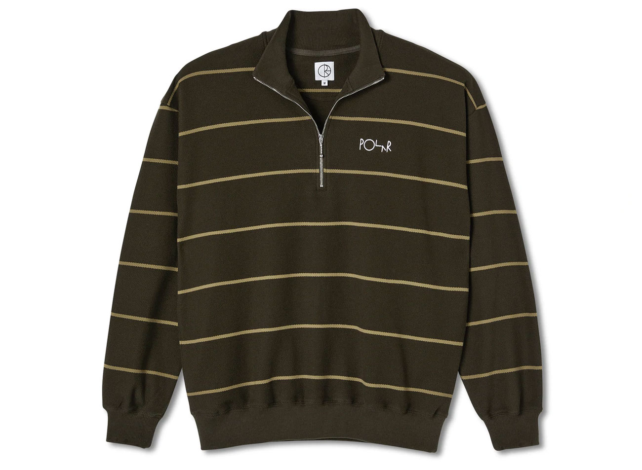 Polar Skate Co Stripe Zip Neck Sweatshirt Brown Novoid Plus