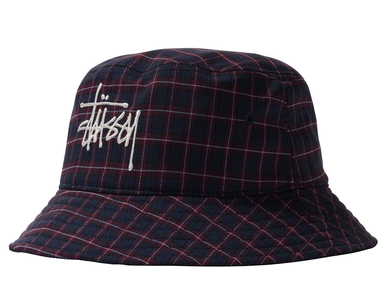 Stussy Basic Plaid Bucket Hat Navy Novoid Plus