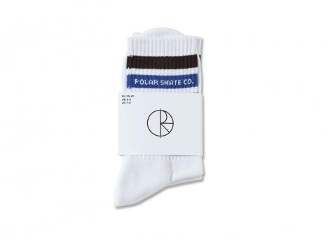 Polar Skate Co Fat Stripe Socks White / Brown / Blue