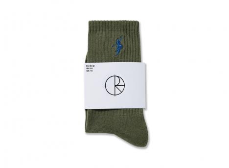 Polar Skate Co Rib Socks No Comply Dusty Olive / Blue