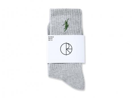 Polar Skate Co Rib Socks No Comply Heather Grey / Green
