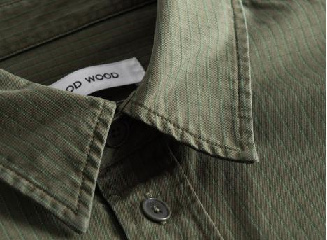 Wood Wood Avenir Crispy Check Shirt Olive
