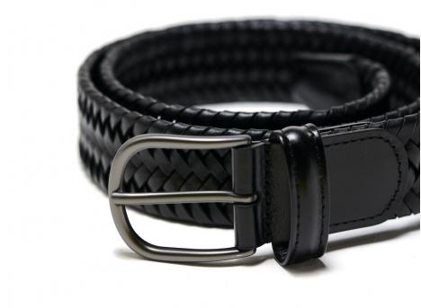 Anderson Woven Leather Stretch Belt Black