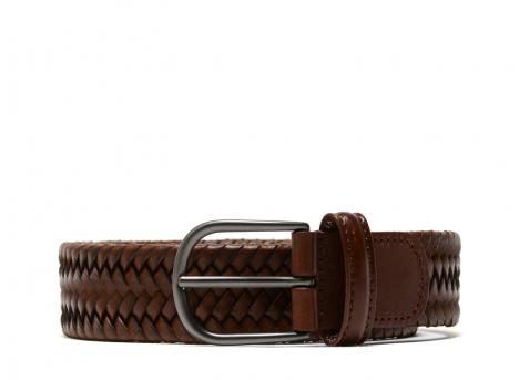 Anderson Woven Leather Stretch Belt Tan