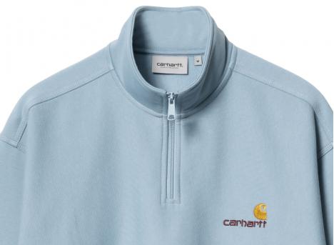 Carhartt Half Zip American Script Sweatshirt Frosted Blue I027014