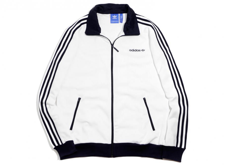 adidas originals track jacket in white and navy