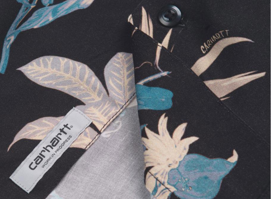 Carhartt WIP Mens Short Sleeve Hawaiian Floral Shirt Black