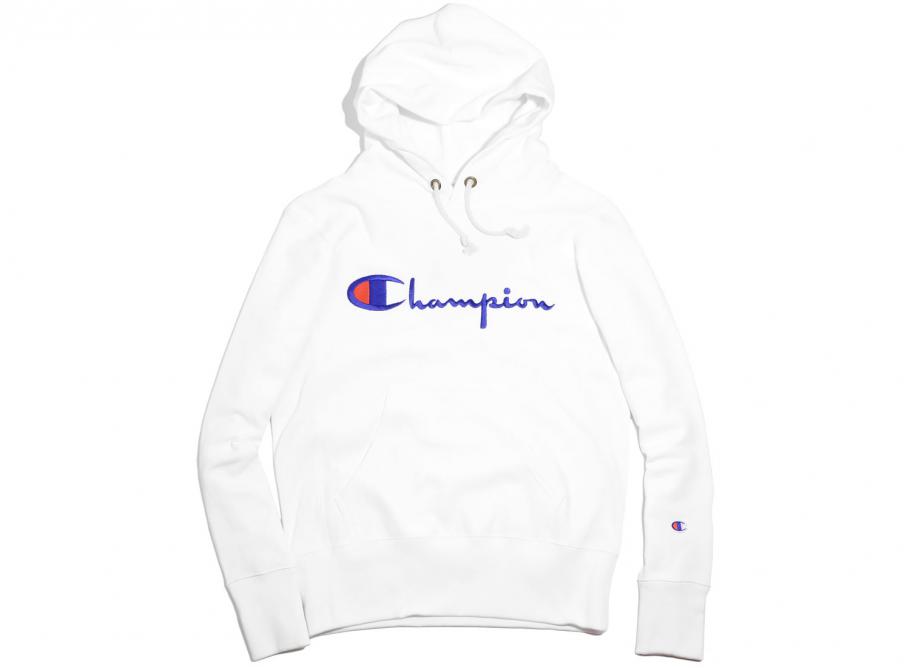 champion white logo hoodie