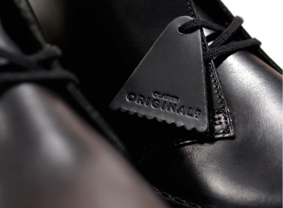 clarks desert boot black polished