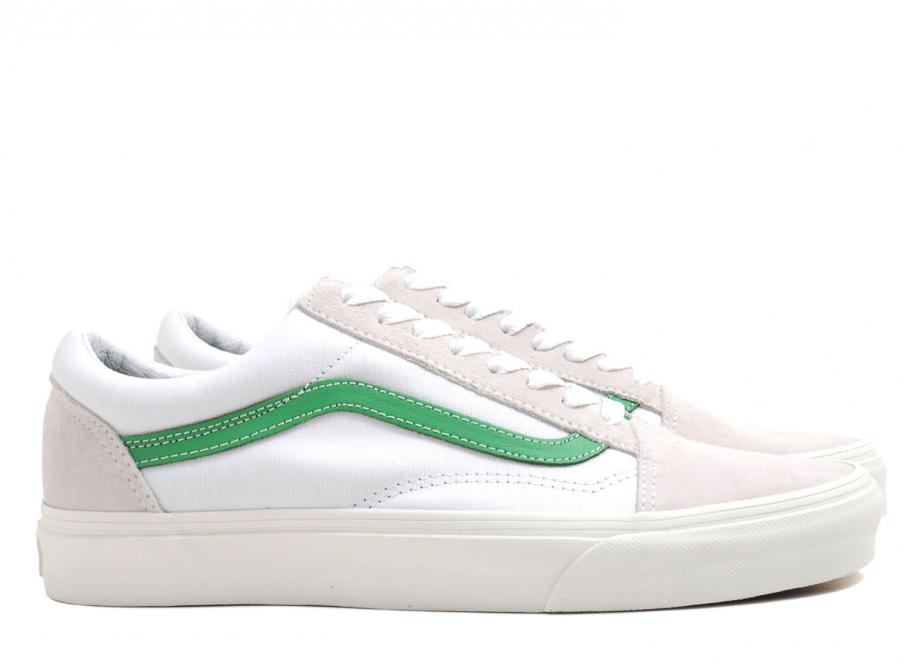 vans old skool true white kelly green