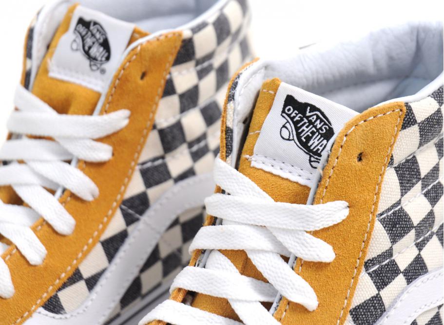 vans sk8 hi checkerboard spruce yellow