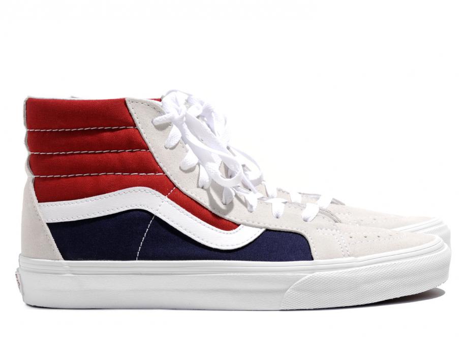 vans sk8 hi reissue white red dress blue