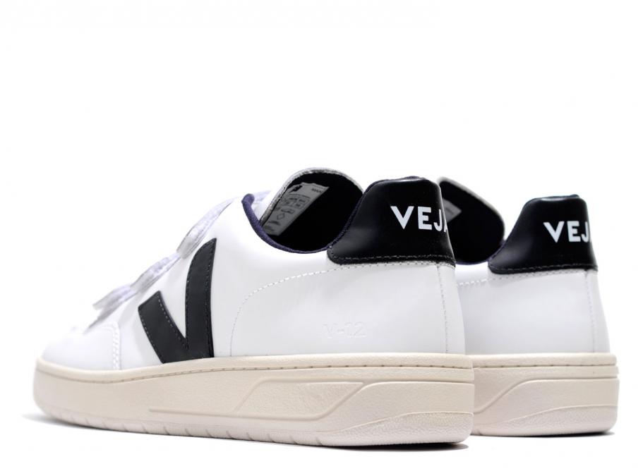Veja V12 Velcro Leather Extra White Black Novoid Plus