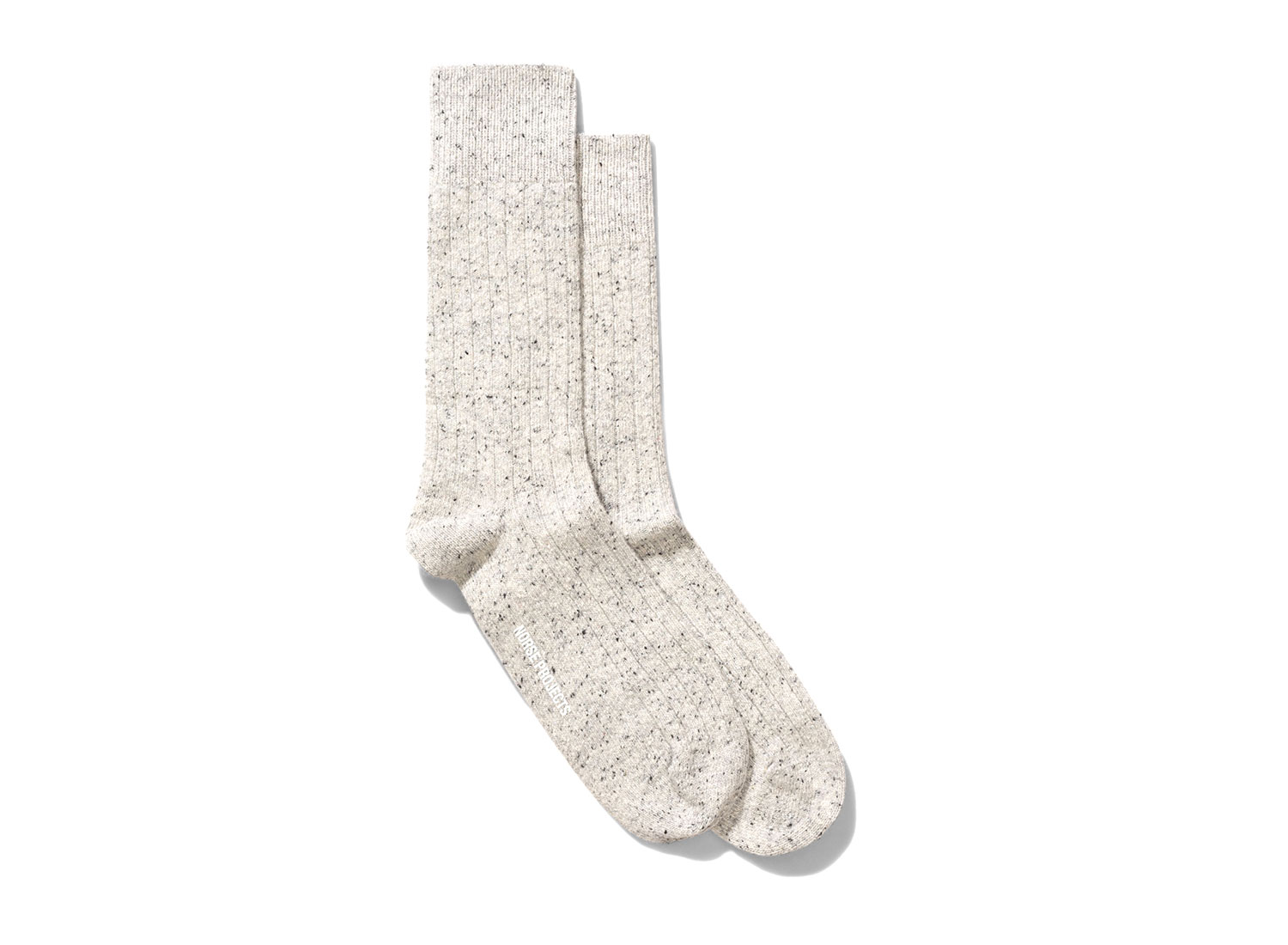 Bjarki Neps Wool Rib Socks - Light Grey Melange main image 0