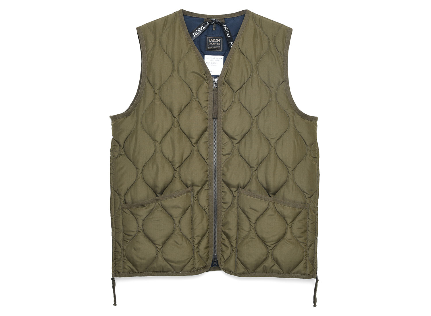 Taion Military Zip V-Neck Vest Dark Olive - Novoid Plus