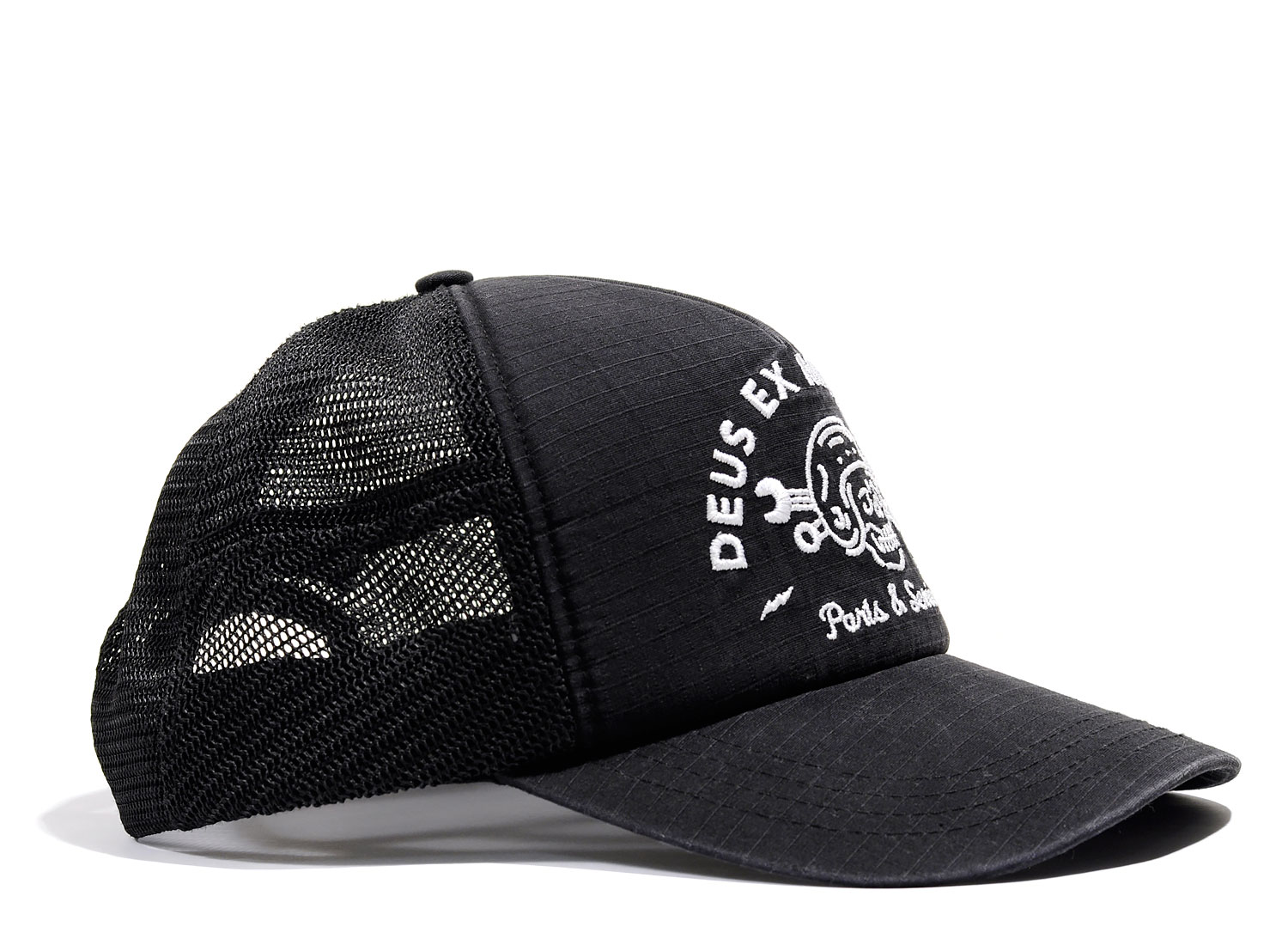 【DEUS EX MACHINA】 CHLORINE TRUCKER - NAVY Hats | Deus Ex Machina | Hot Streaks Trucker Navy – Deus Ex