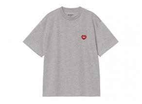 Carhartt WIP Women Heart Patch Tshirt Grey Heather / Red I032318.39N.XX.03