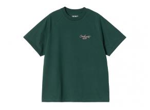 Carhartt WIP Women Signature Tshirt Dark Fir / Glassy Pink I034000.3D1.XX.03