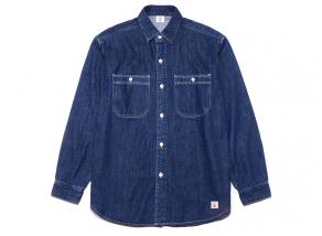 Edwin Denim Work Shirt Blue Dark Used I035112