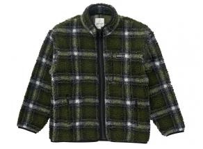 Gramicci Shadow Plaid Sherpa Jacket Olive Shadow Plaid