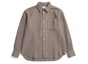 Norse Projects Ole Oversized Wool Stripe Shirt Seal Brown