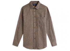 Portuguese Flannel Abstract Pied Poule Shirt Navy