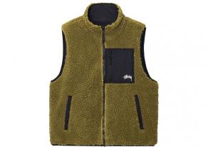 Stussy Sherpa Reversible Vest Olive
