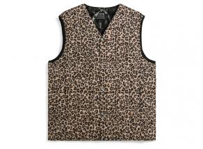 Taion 001 V-Neck Down Vest Khaki Leopard