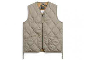 Taion 001ZML-1 Military Zip V Neck Down Vest Light Mocha