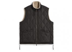 Taion R002BML-1 Military Reversible Hi Neck Down Vest Dark Choco / Beige