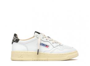Autry Medalist Low HJ04 Leather / Printed Logo Suede White / Lavagna