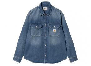 Carhartt Harvey Shirt Jac Blue Dark Used Wash I033346