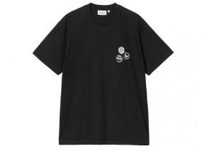 Carhartt Pins Tshirt Black / White Stone Washed I033974