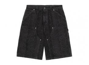 Carhartt WIP OG Double Knee Short Denim Snake Camo Black heavy stone wash I036590
