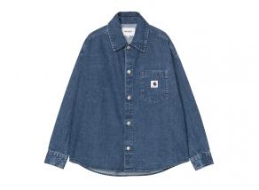 Carhartt WIP Women Alta Shirt Jac Cotton Denim Blue Stone Washed I036232
