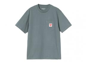 Carhartt WIP Femme Pocket Heart Tshirt Cozy Blue / Red I032180