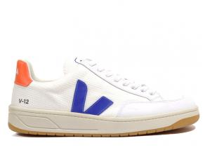 Veja V12 B-Mesh White / Indigo / Orange Fluo