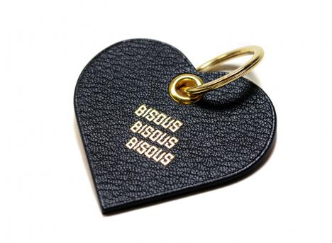 Bisous Skateboards Coeur Leather Key Ring Black