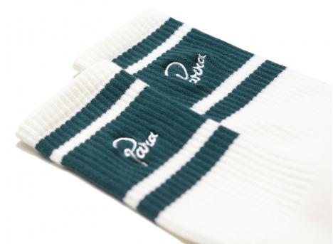By Parra Signature Striped Crew Socks Off White