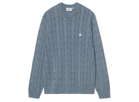 Carhartt WIP Carter Sweater Cotton Cozy Blue Garment Dyed I035179