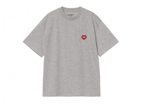 Carhartt WIP Women Heart Patch Tshirt Grey Heather / Red I032318.39N.XX.03