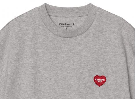 Carhartt WIP Women Heart Patch Tshirt Grey Heather / Red I032318.39N.XX.03