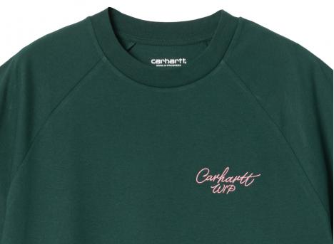 Carhartt WIP Women Signature Tshirt Dark Fir / Glassy Pink I034000.3D1.XX.03