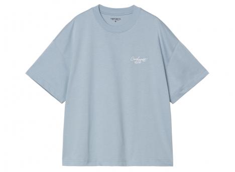 Carhartt Signature Script Tshirt Frosted Blue / White I033828