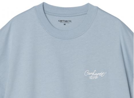Carhartt Signature Script Tshirt Frosted Blue / White I033828