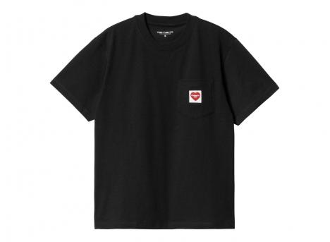 Carhartt Women Pocket Heart Tshirt Black / Red I032180